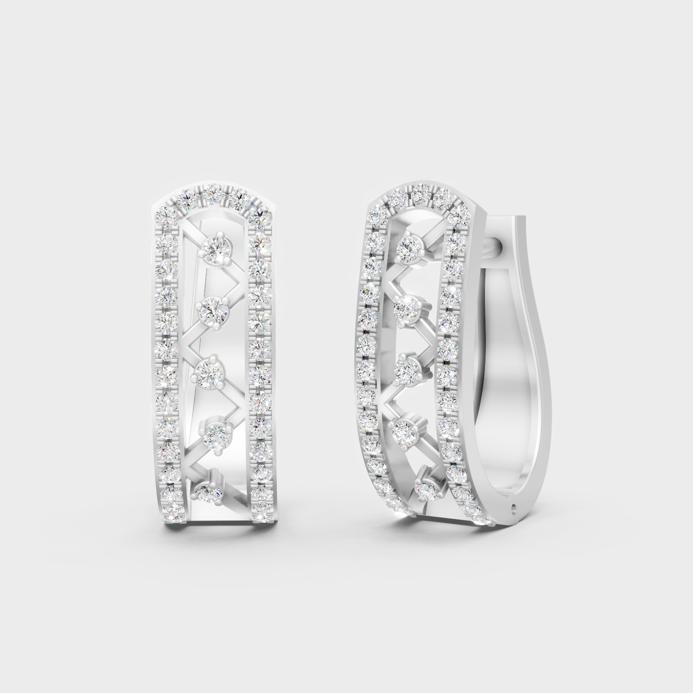 White Gold Round Diamond Hoop Earrings 0.39 Ct Modern Minimal Luxury